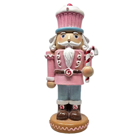 Cupcake and Candy Cane Solider Christmas 10" Resin Nutcracker - Picture 1 of 5